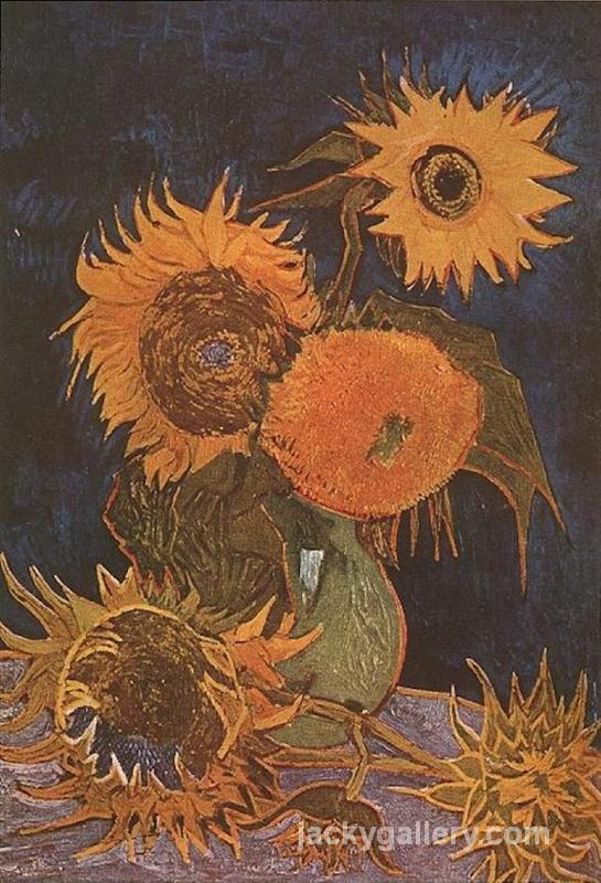 Still Life Vase with Five Sunflowers, Van Gogh painting